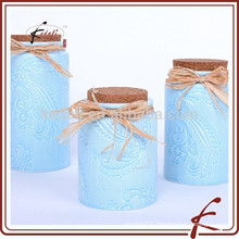 best selling embossment ceramic storage jar with cork lid